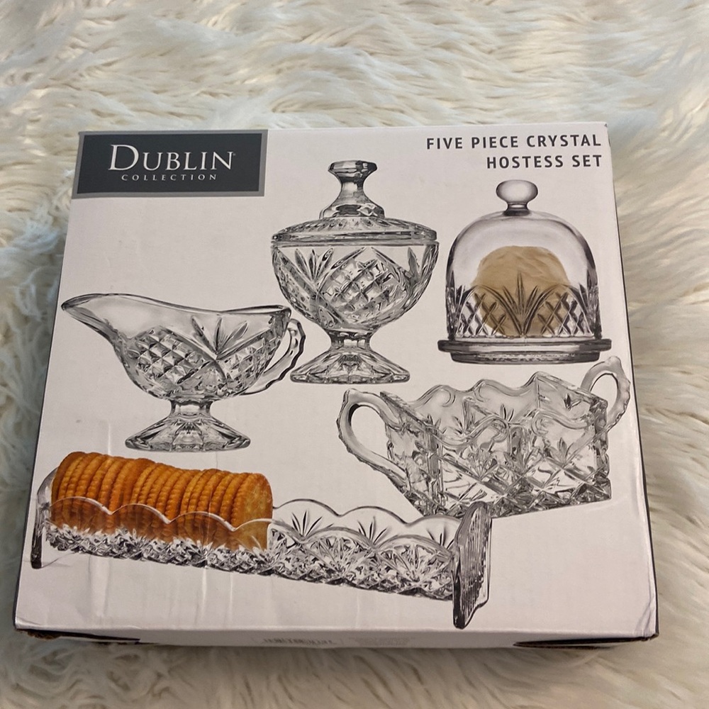 Dublin Crystal 5 Piece Host & Server Set brand new see all photos